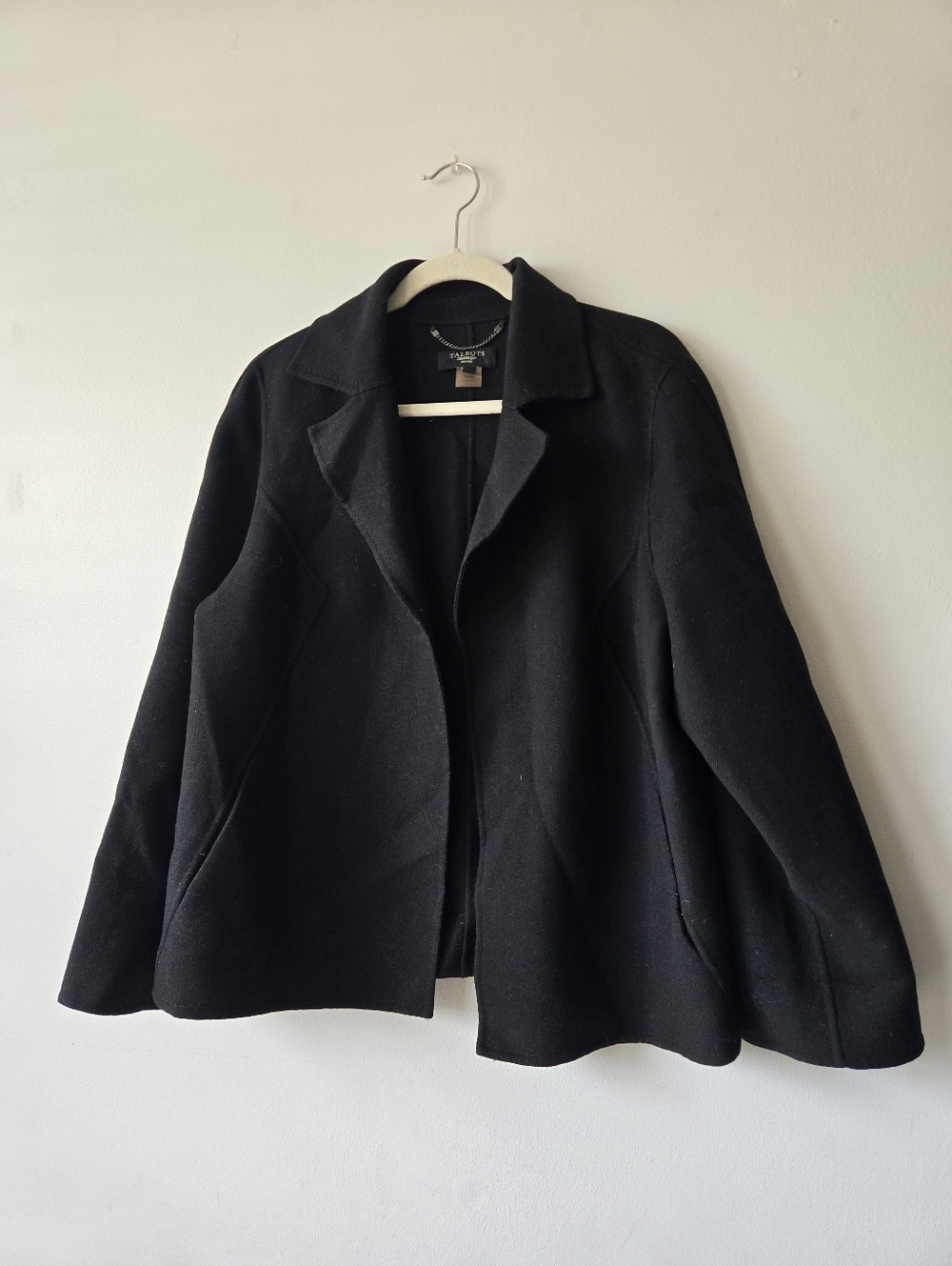 Talbots 100% Wool Black Blazer Open